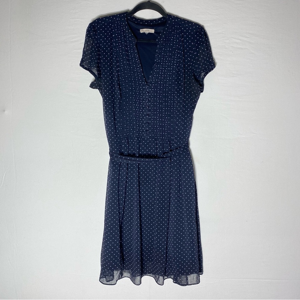 Dress Barn Navy Blue Polka Dot Dress L